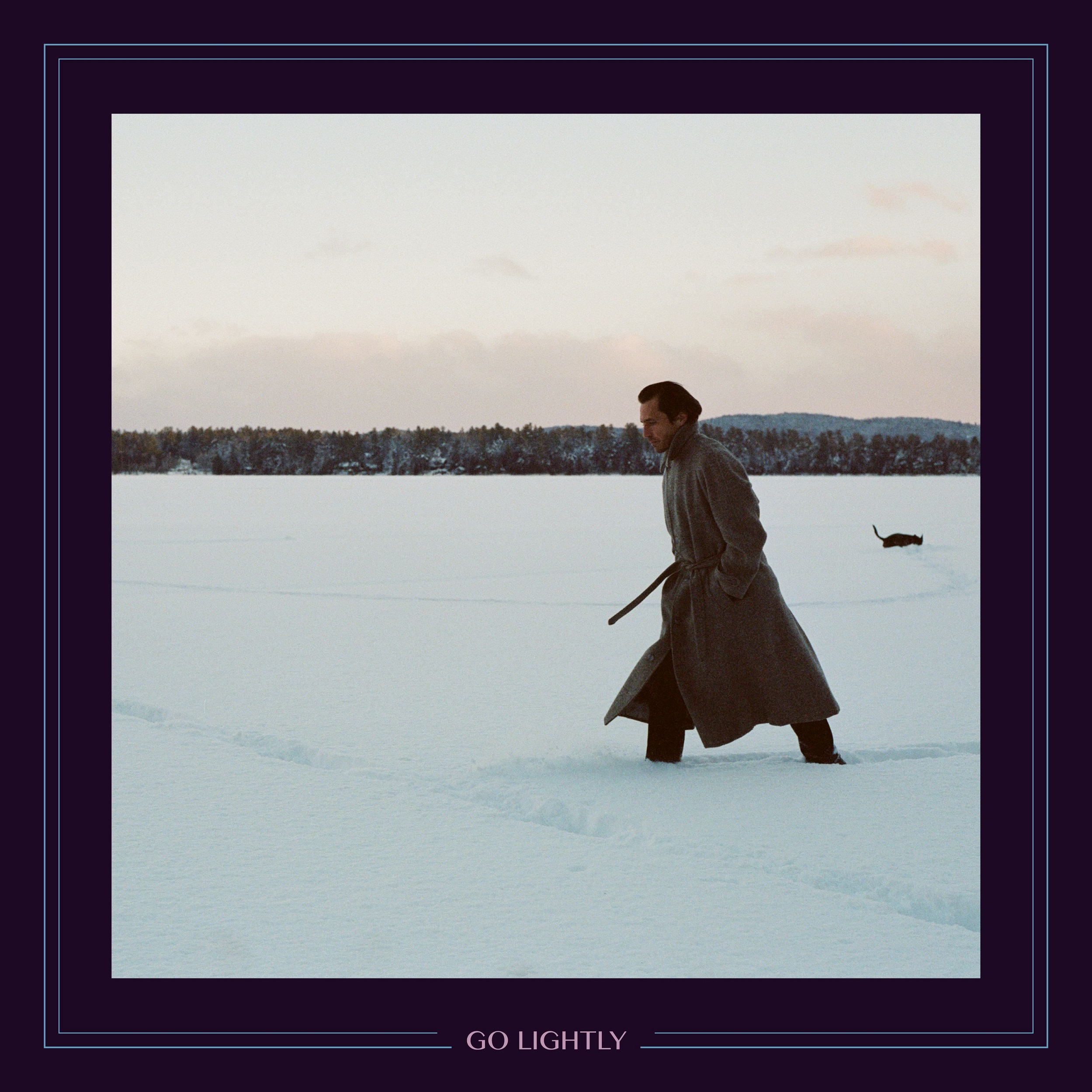 jesse marchant go lightly single artwork - photo of marchant walking through deep snow in a grey coat