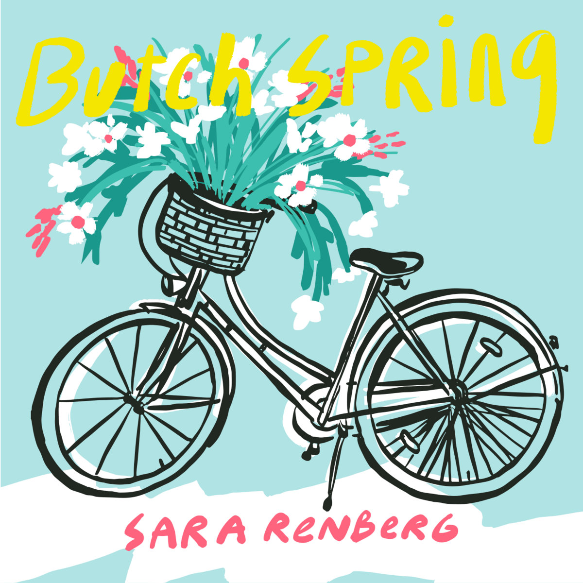 sara renberg butch spring artwork - illustration of bicycle with flowers in the basket