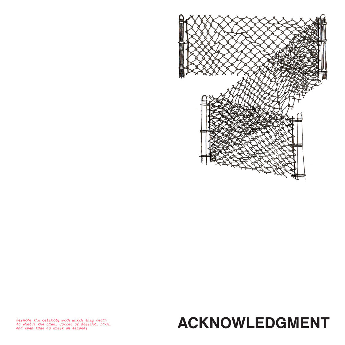 mark trecka Acknowledgment - pen illustration of a wire fence on a white background
