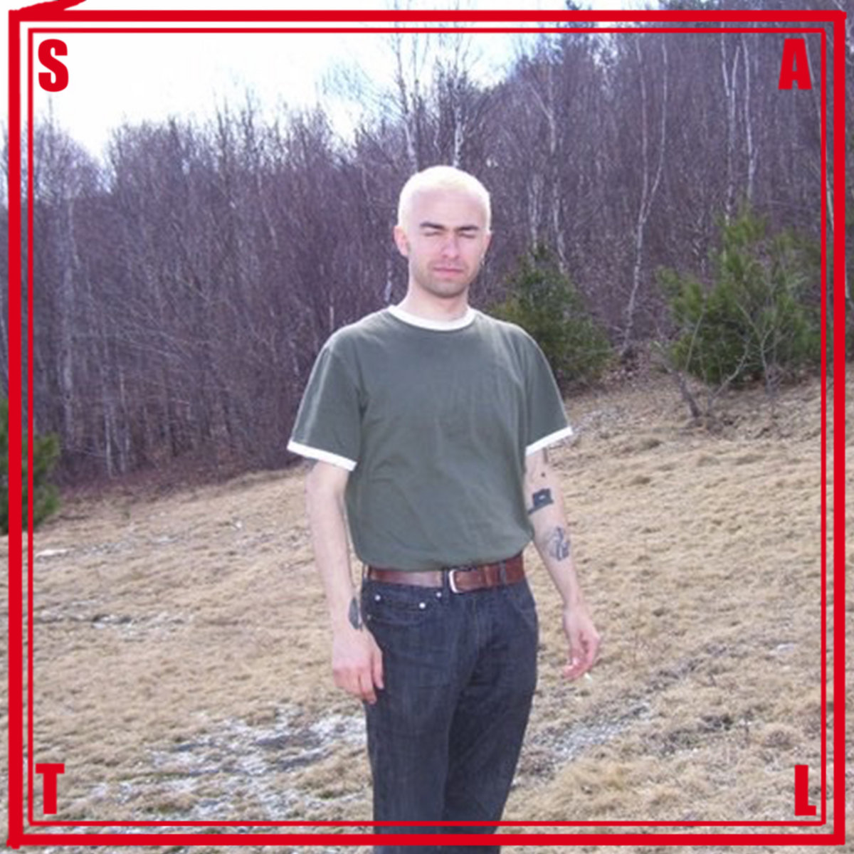 salt self-titled album art - jonathan nankoff standing in front of trees in a green t shirt