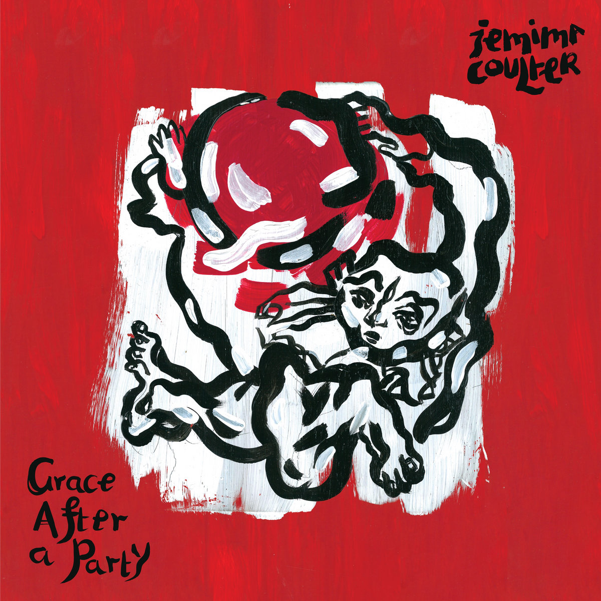 jemima coulter grace after a party album art - painting of an abstract figure on a red background