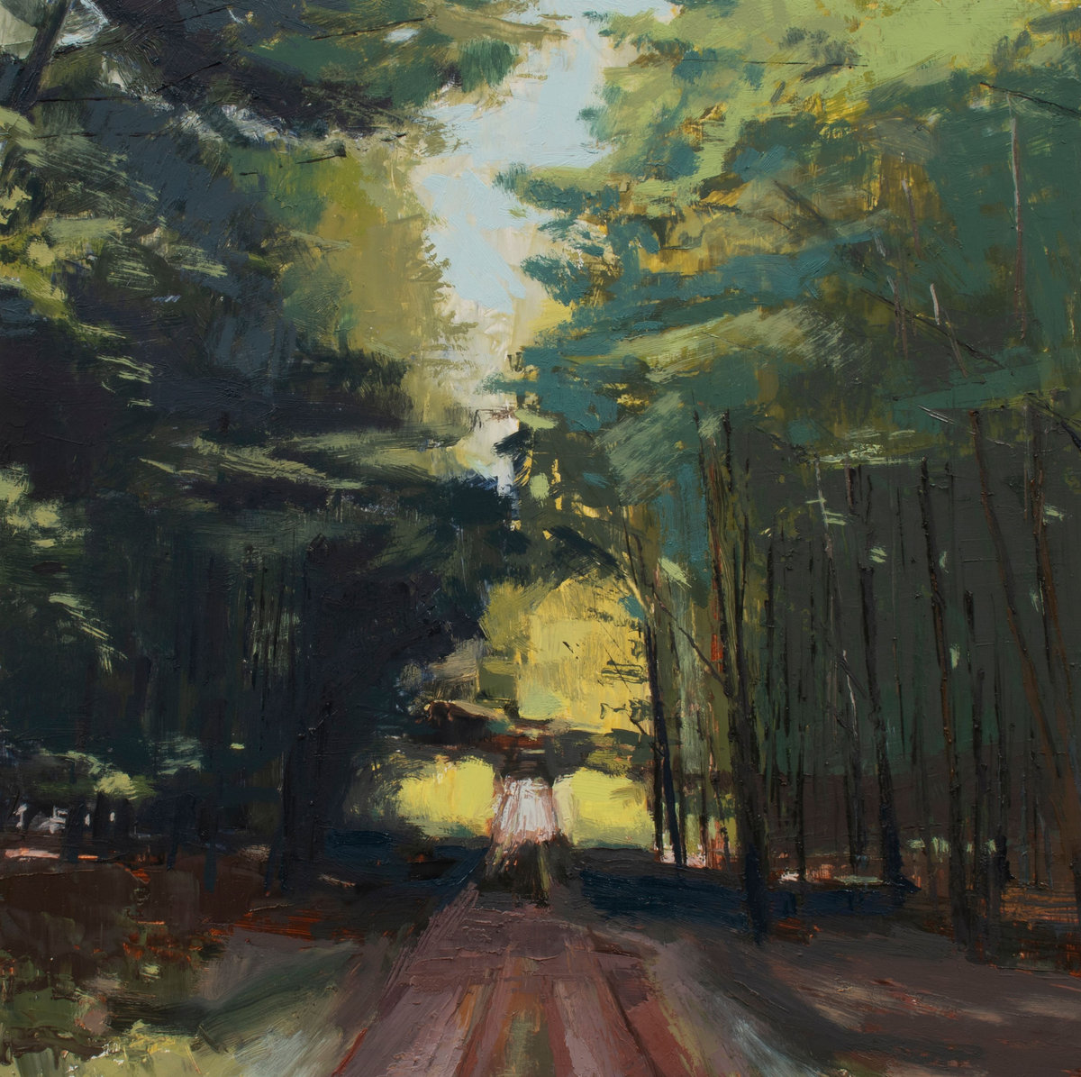 small sur attic room album art - oil painting of a path through trees