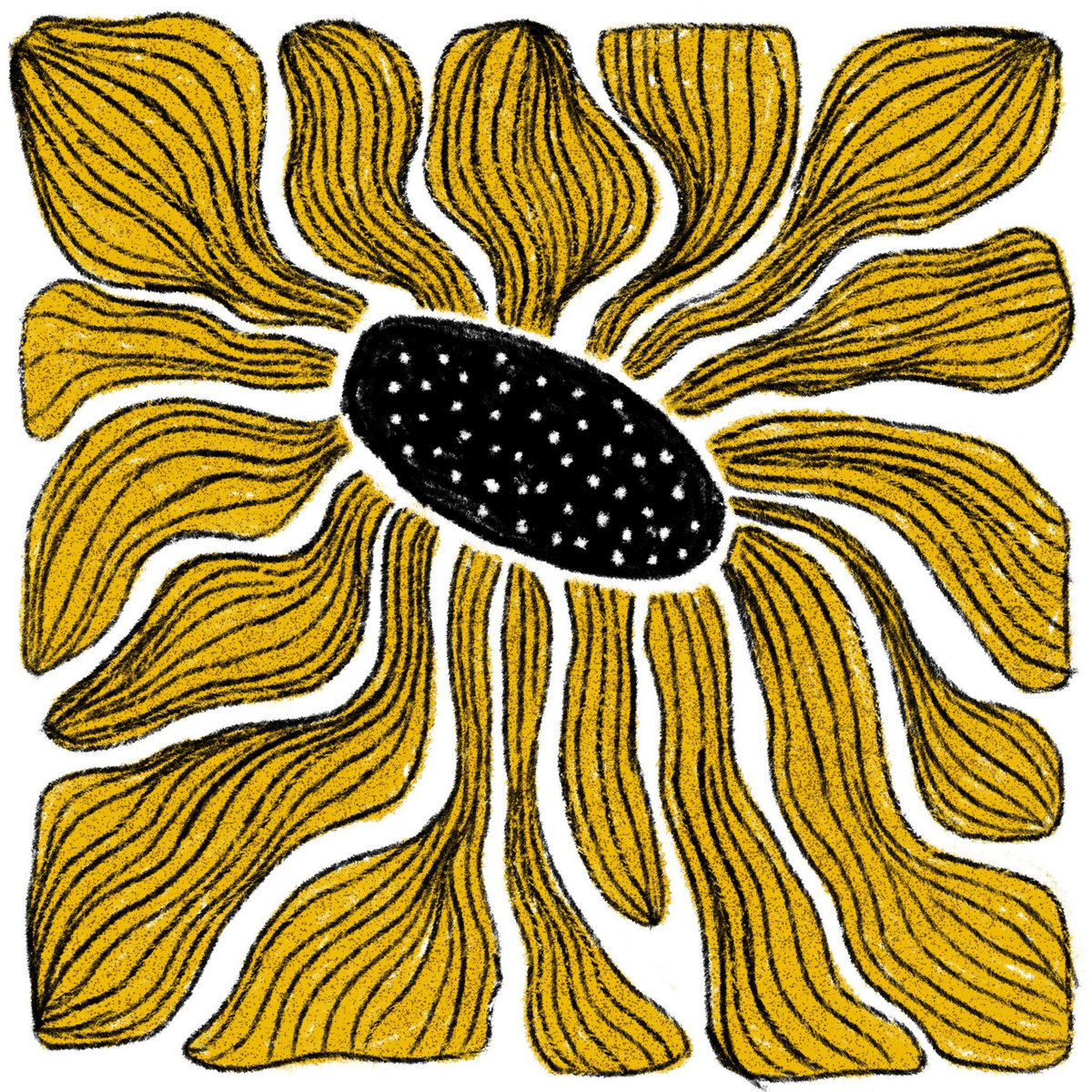 library card sunflowers single artwork - illustration of a sunflowers blossom